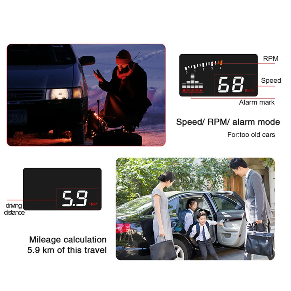 Автомобильные Цифровые Проекторы M10 OBD2 HUD лобовое стекло проектор температура воды превышение скорости об/мин Напряжение сигнализации дисплей для автомобиля