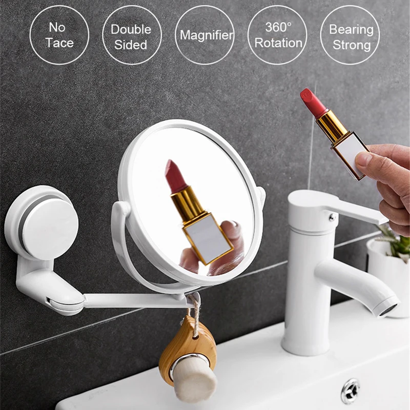 Wall-Mounted Bathroom Make Up Mirror 360 Rotating Double Sided Mirror Portable Travel Bathroom Supplies With Shaver Holders 2 4ghz 4wd remote control stunt car 2 control mode double sided 360° rotating vehicles with spray music light