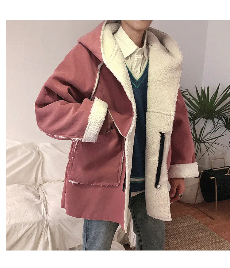 Lamb Wool Fleece Winter Nice Quality Jacket Men Thick Warm Parka Windproof Streetwear Hip Hop Student Clothes Korean Coat