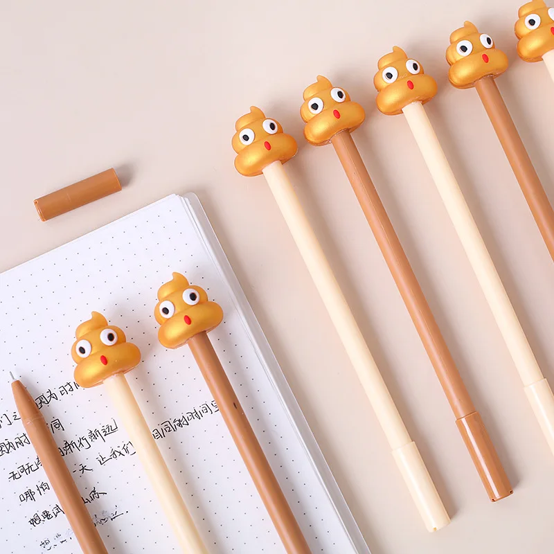 

2pcs Golden Poo Poo Decoration Gift Pen Ballpoint Black Color Gel Ink Pens for Writing Funny Novelty Stationery Toy School F978