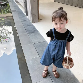 

Children's New Denim Strap Dress Loose Casual Pants Summer Suspender Denim Shorts Overalls Bebes Clothing Kids Dresses For Girls