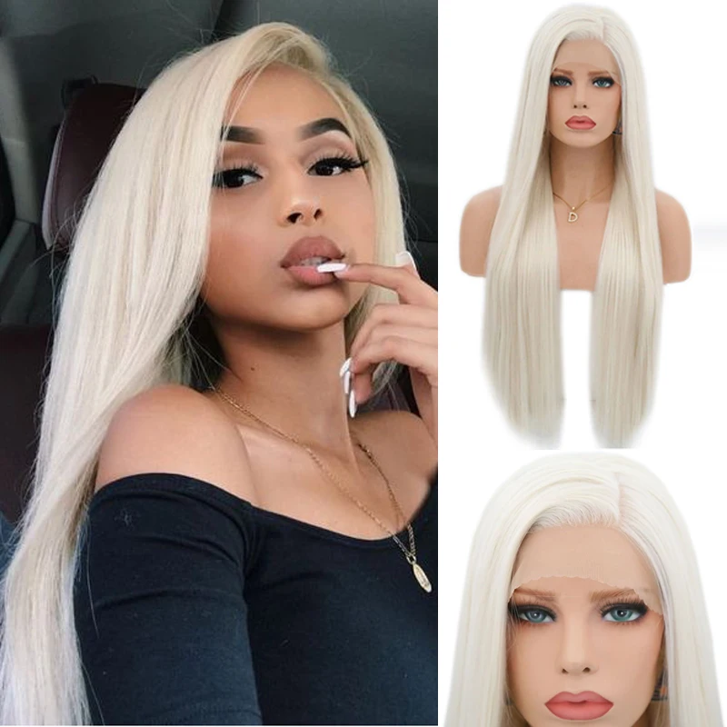 Charisma Silky Straight Hair Synthetic Lace Front Wigs #60 Blonde Wig Heat Resistant Wigs With Natural Hairline Wigs for Women 1 Charisma Silky Straight Hair Synthetic Lace Front Wigs #60 Blonde Wig Heat Resistant Wigs With Natural Hairline Wigs for Women 1
