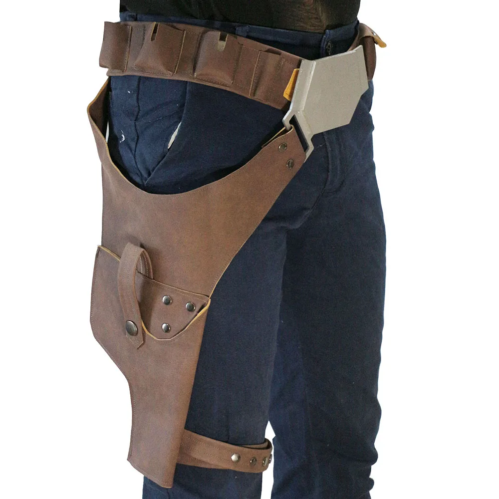 Leather Belt Han Belt With Buckle Holster S-Wars Solo Costume Handmade PU Leather Prop Halloween Cosplay Accessory