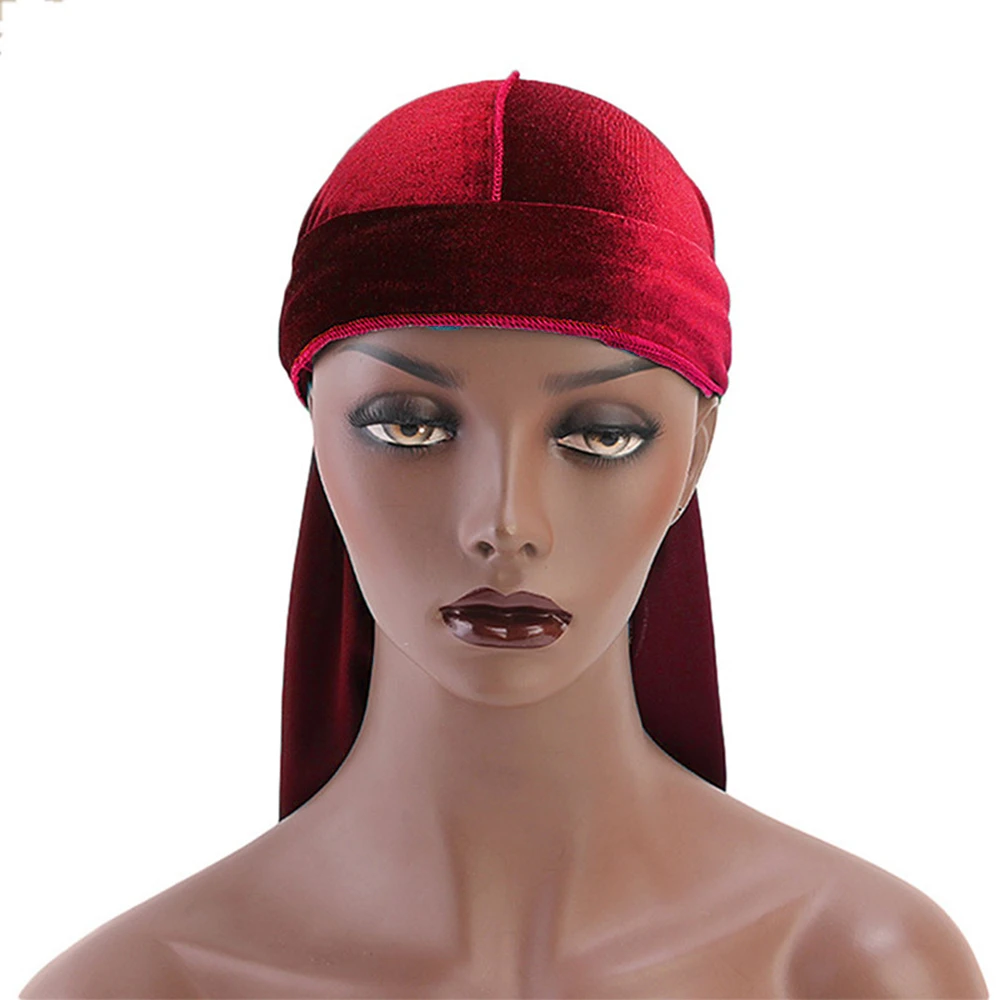 WENYUJH длинный хвост шелковый шарф Мусульманский Doo Rag пиратская шляпа Durag Кепка chemo Череп Шляпа Тюрбан повязка для волос банданы 12 цветов на выбор