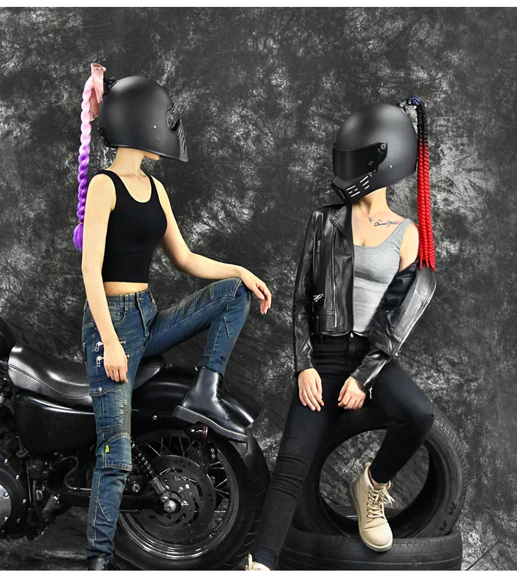 Cool personality motorcycle balance car helmet men's dirty plait ladies helmet retro plait decoration ideas