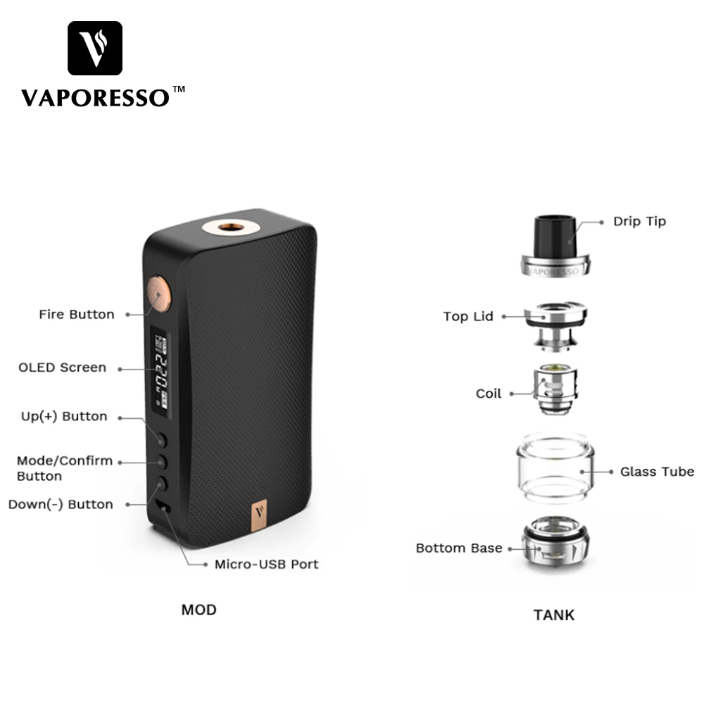 Goedkoop Vaporesso 220W Gen Tc Vape Kit Met Vaporesso Gen Elektronische Sigaret Doos Mod Skrr S Tank Gebruik Qf coil Gt Coil Vs Polar Kit