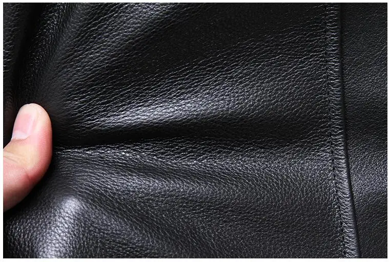 Черный мужской длинный русский повседневный кожаный пиджак двубортный Большой размер XXXXXL Натуральная Воловья кожа осеннее модное кожаное пальто