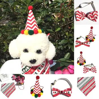 

Christmas Pet Cat Dog Collar Bow Tie Adjustable Neck Strap Cat Dog Grooming Accessories Pet Product Supplies Christmas Pattern