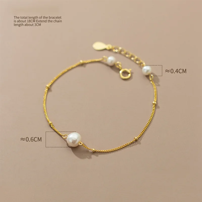 WANTME 여성용  심플 체인, 천연 바로크 진주 참 팔찌, 세련된 금도금 파티 주얼리 패션