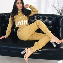 Tracksuit Plus Size Two Piece Set Lounge Wear Crop Top With Hat Mujer 2019 Fall And Winter Clothes Women Sweatsuit Jogging Femme