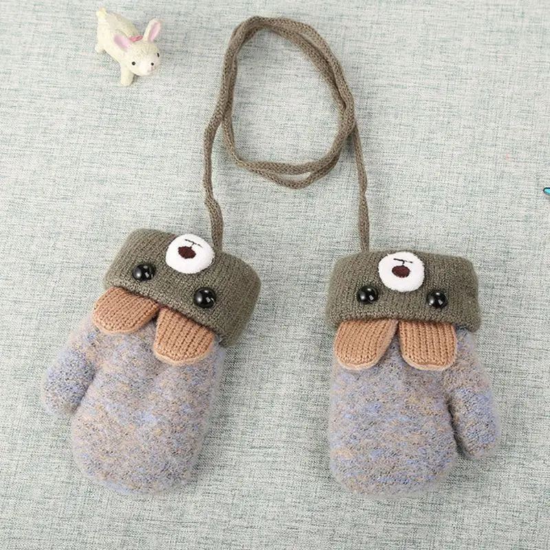 Зимние вязаные перчатки для маленьких мальчиков и девочек 0-3 лет, толстые теплые рукавицы