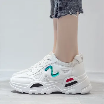

2020 Spring Women Fashion Vulcanized Shoes Woman Designer Platform Chunky Sneakers Ladies Mesh Breathable Casual Shoes