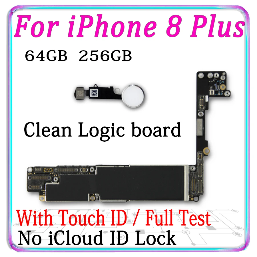 Оригинальная для iphone 8 Plus материнская плата черный золотой белый сенсорный ID/без touch ID MB разблокированная логическая плата Бесплатный iCloud