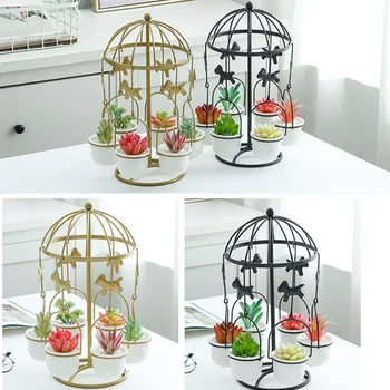 

Econom Ceramic Succulent Flower Pots with Iron Shelves Fashion Combination Flower Pot Iron Frame Set Merry-go-Round Iron ds99