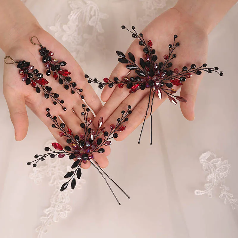 Bridal Hair Accessories Hair Accessories Set Hair Pin Earrings Crystal Headpieces