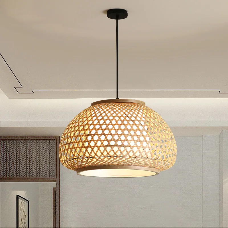 

Vintage Hand-woven Pendant Lights Chinese Style Bamboo Hanging Lamps for Dining Room Decor Restaurant Light Kitchen E27 Fixtures