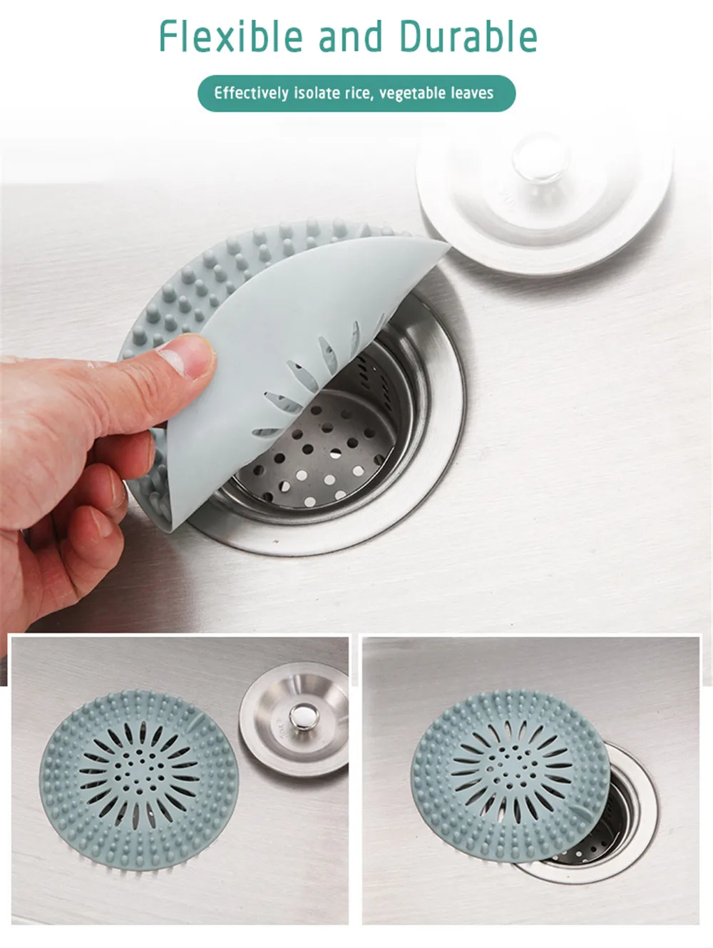 Bathtub Sink Drain Strainer Portable Silicone Sink Sewer Outfall Filter  Hair Stopper Kitchen Bathroom Shower Drain Plug Cover - Drains - AliExpress