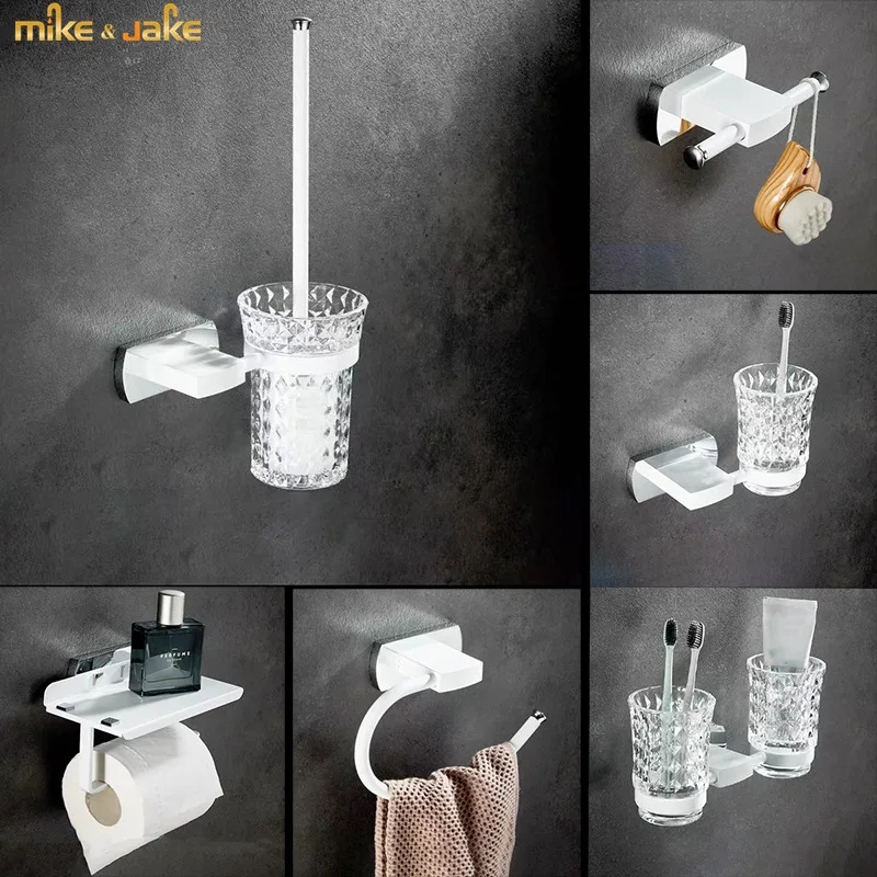White Chrome Brass Bathroom Shelf Kit White Brush Holder Paper Bathroom Holder Brass Hardware