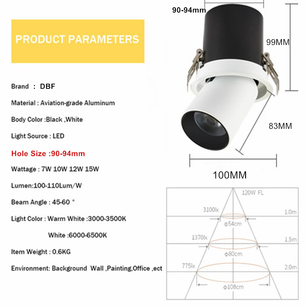 led spotlight embutido retrátil única cabeça loja de roupas iluminação comercial luzes de teto downlight corredor holofotes