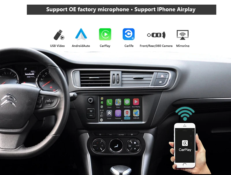 Bezprzewodowy Carplay Androidauto Doposażenie Box Dla Citroen Ismart Auto Bezprzewodowy Carplay Dla Citroen C3 Xr 15 18 Model Mirroring Link|Keyless Start System| - Aliexpress