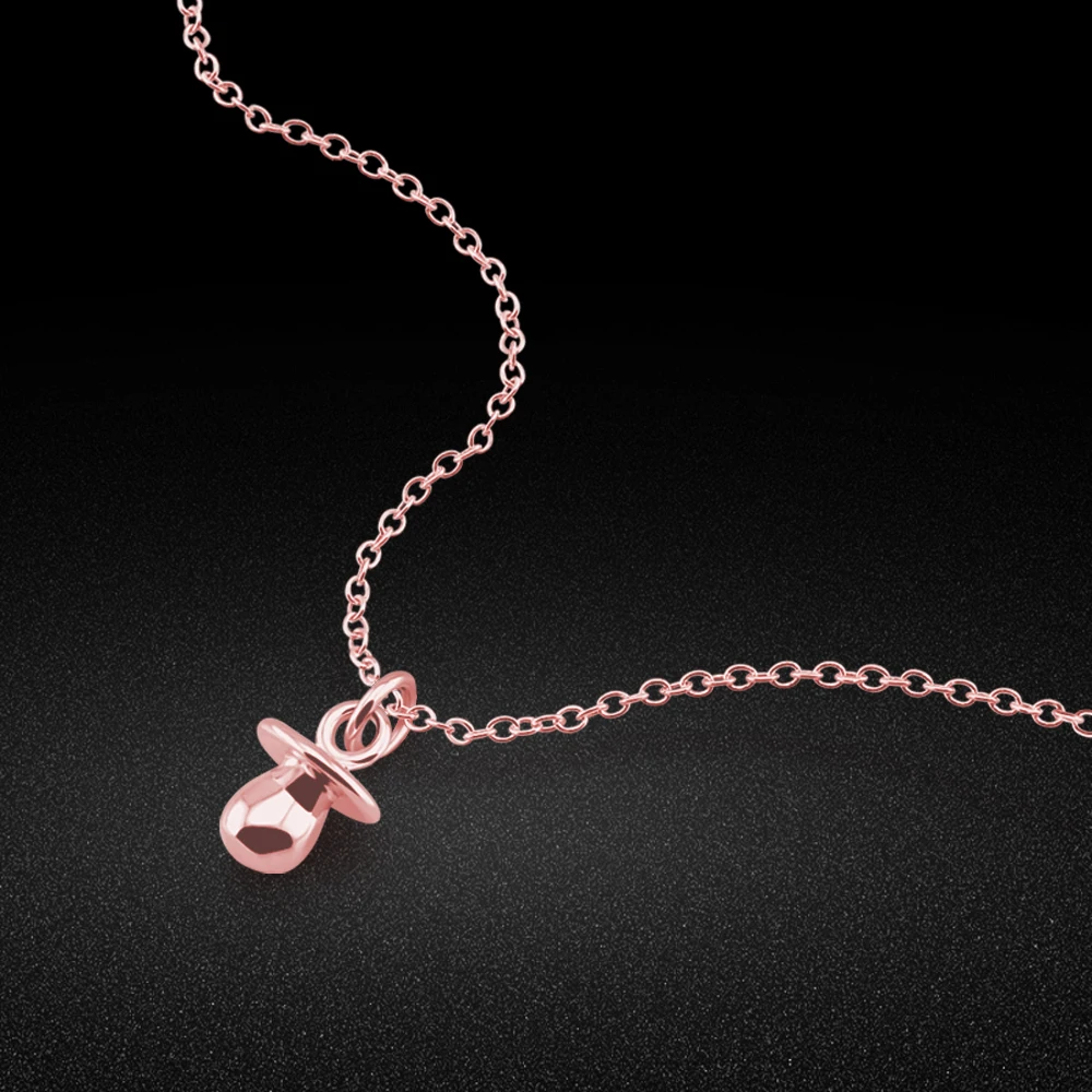 New girl 925 sterling silver necklace simple style rose gold pacifier pendant design necklace