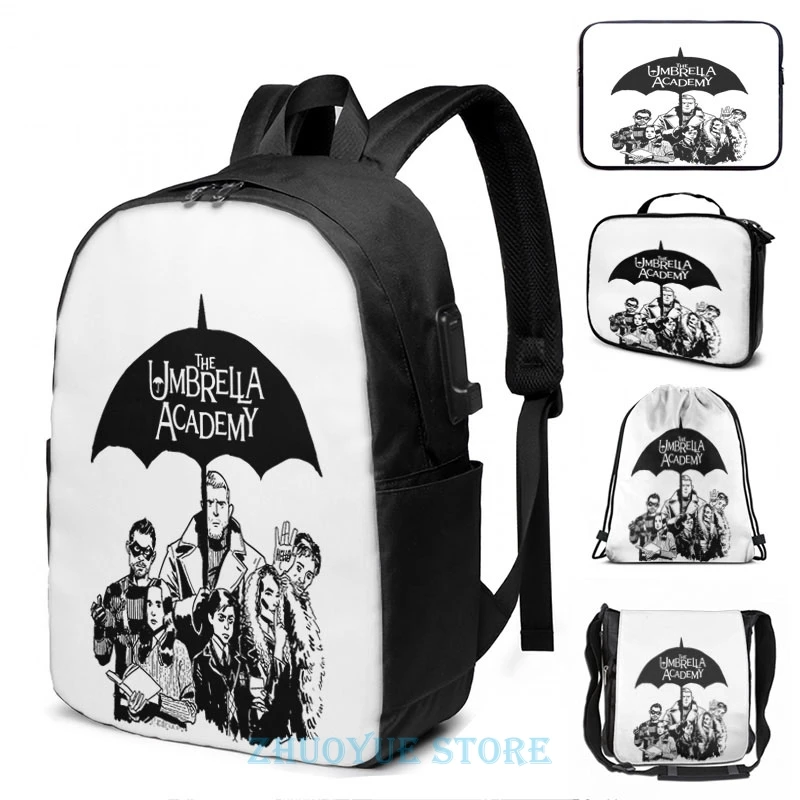 Mochila con estampado gráfico divertido de The umbrella academy sketch para  hombre y mujer, morral escolar con carga USB, bolso de viaje para ordenador  portátil|Mochilas| - AliExpress