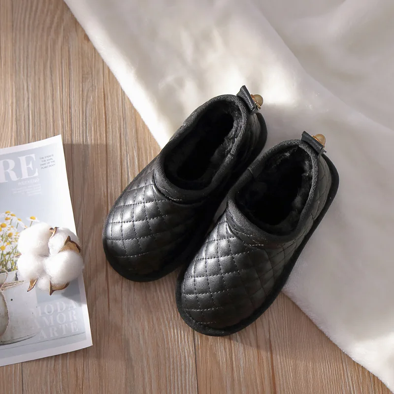 Children shoes Winter new plush warm snow boots Fashion lattice non-slip wear-resistant girls shoes casual childrens shoes