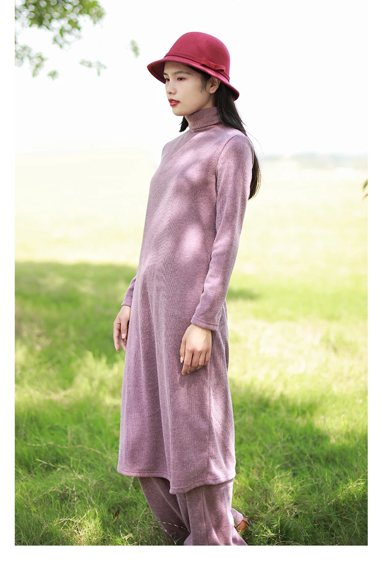 LZJN 2019 Autumn Winter Full Sleeve Women Knitted Turtleneck Sweater Dress Mid-length Female Knit bottoming Shirt Black 4 Colors (41)