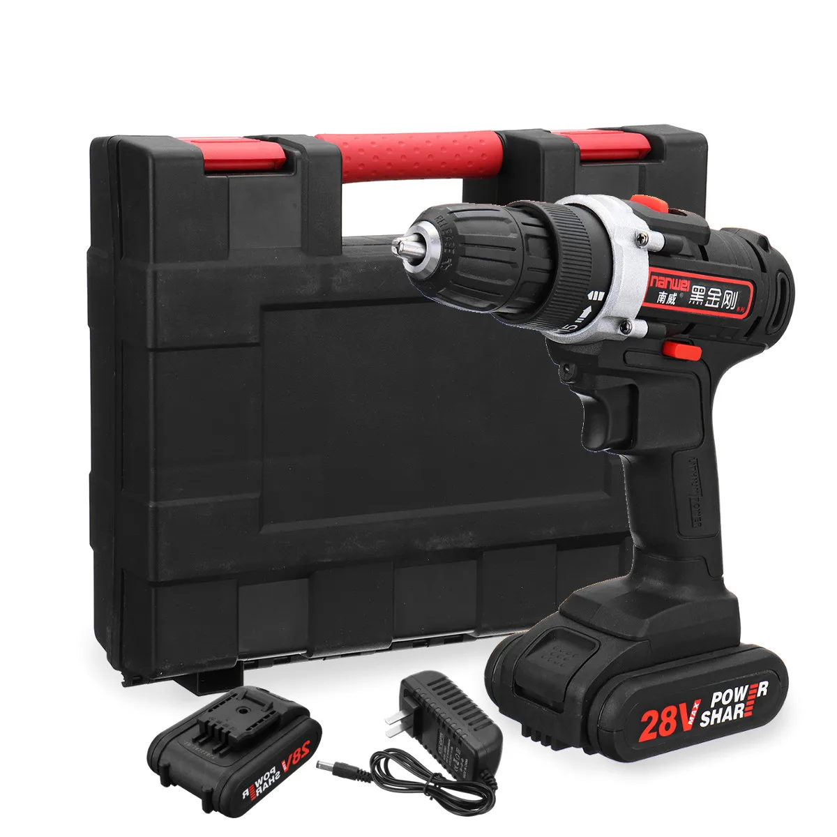 Drillpro 28 в Беспроводная электрическая дрель гаечный ключ двойная регулировка скорости светодиодный светильник с 1/2 шт большой емкости батареи