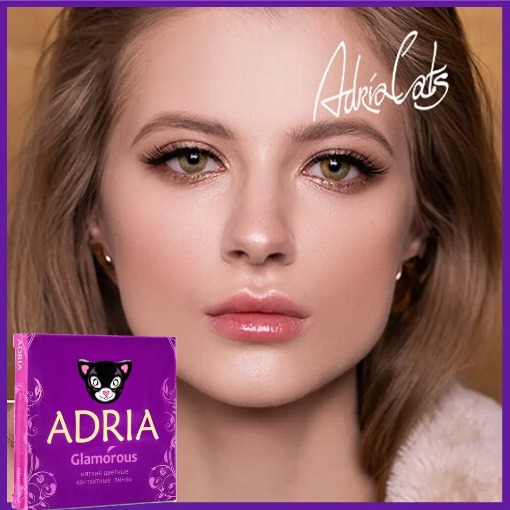 Цветные контактные линзы Adria Glamorous с диоптриями. Линзы для зрения голубые зеленые