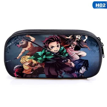 

Anime Demon Slayer Kimetsu No Yaiba Canvas Purse Pencil Case Zipper Makeup Bag Pen Stationery Bag