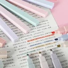 Lot de Stylos Surligneurs à Double Pointe Pastel, Marqueur Idéal pour le Manga, Mid Liner, Couleur Bonbon Kawaï, Ensemble de Papeterie, 6 Pièces Fournies