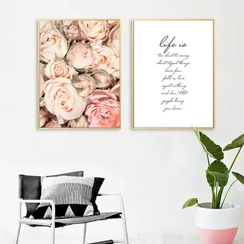 

Flower Canvas Painting Wall Art Poster Nordic Motivational Quotes Floral Print Scandinavian Decoration Picture Living Room Decor