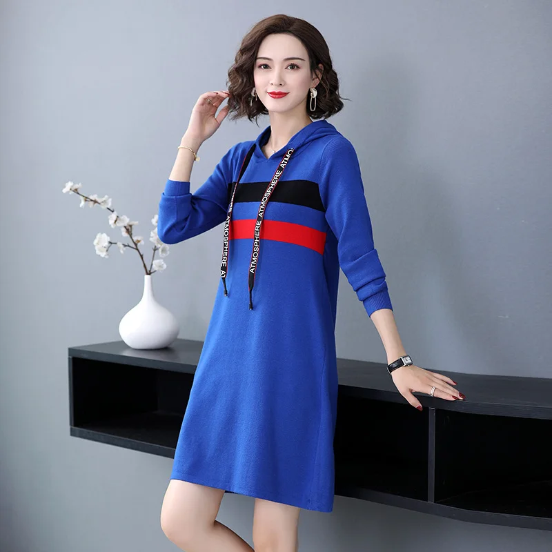 Зима 2019 весна и осень Повседневный вязаный женский полосатый свитер с длинным