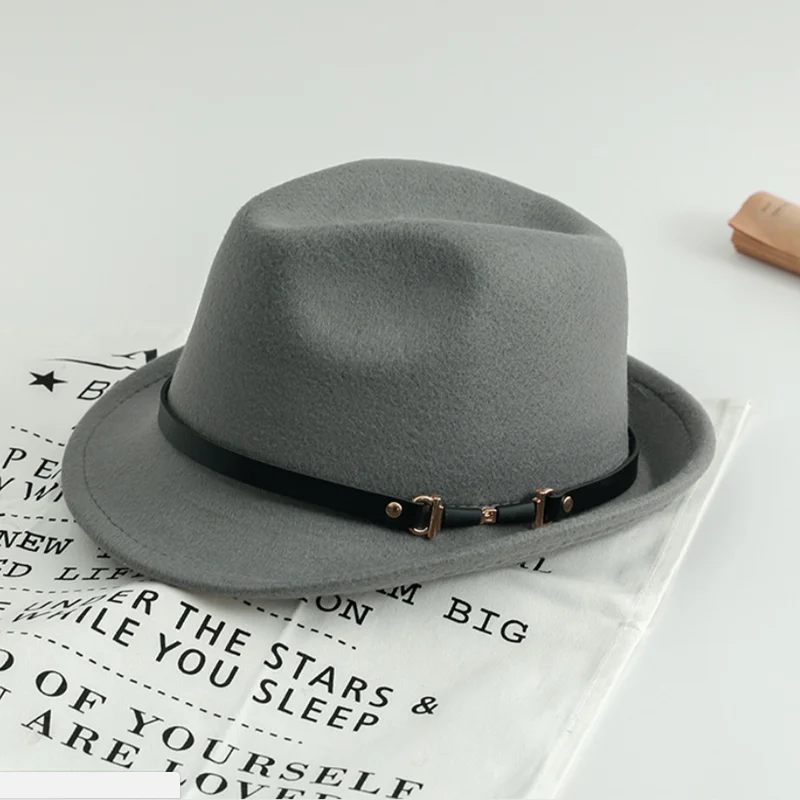 fedoras Женская мода джаз шляпа осень зима полушерстяная Кепка открытый пояс Кепка с пряжкой
