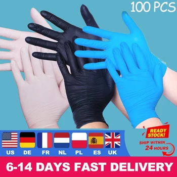 

100Pcs Disposable Latex Gloves Nitrile Latex Free Black/white/ Bule for Garden/Dusting/Dish Washing/Cleaning/Medical/Kitchen