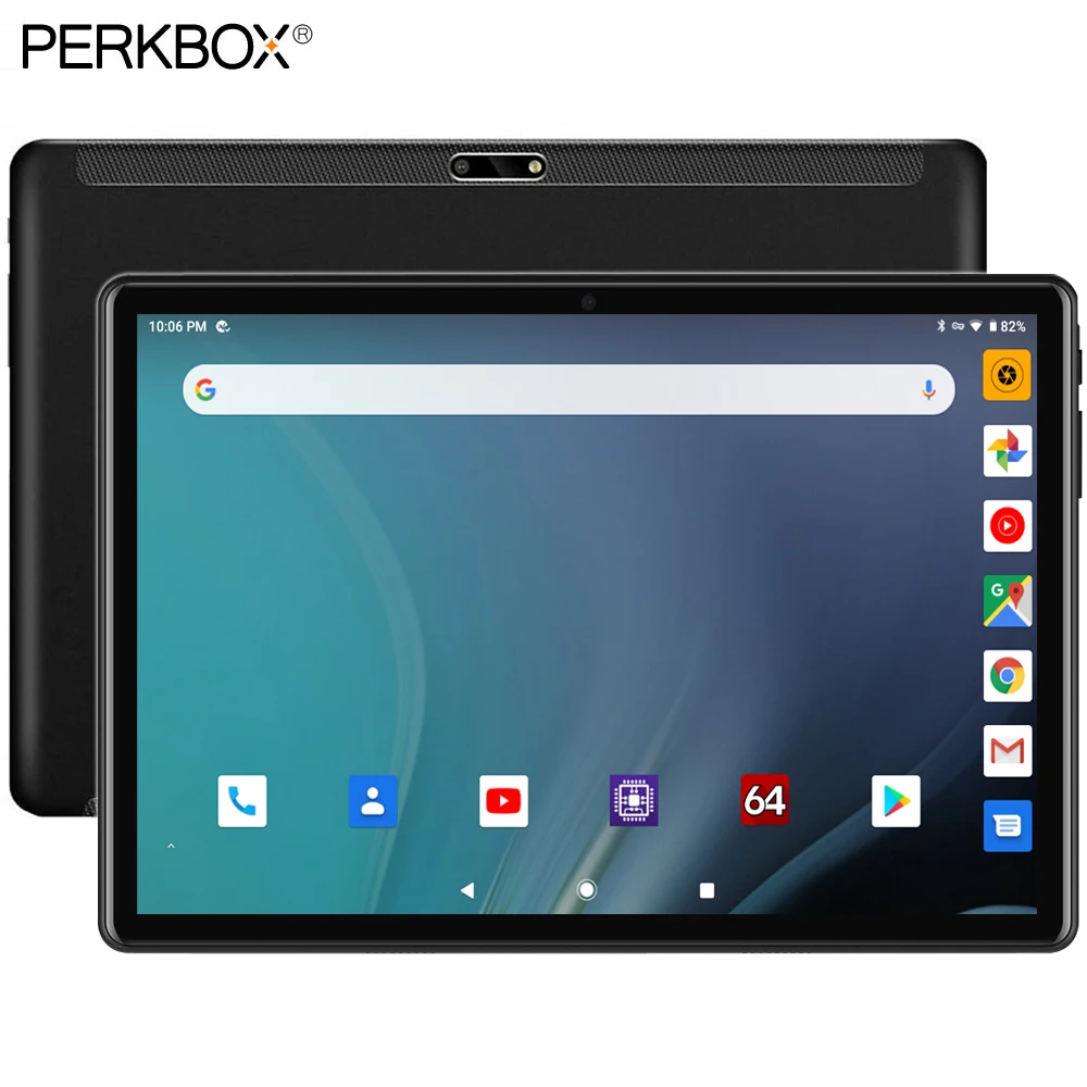 Планшет Perkbox 10 дюймов Android 2020 Pie 32 ГБ eMMC 2.5D закаленное стекло 9 0*1280 IPS HD камера 800 МП
