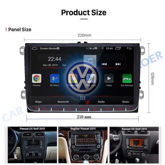 Auto Android per VW Volkswagen Golf Polo Tiguan Passat b6 SEAT leon Skoda yeti Octavia lettore multimediale 2 Din autoradio CarPlay 2