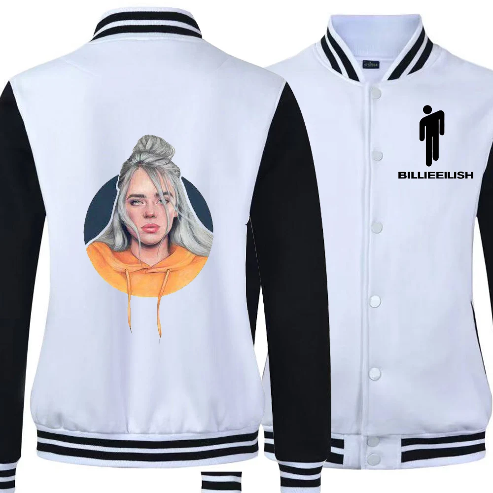 

Billie Eilish Hip Hop Rap Singer Winter Bomber Jacket Series Plus Velvet Thicken Baseball Jackets for Men Jackets Men's Coats