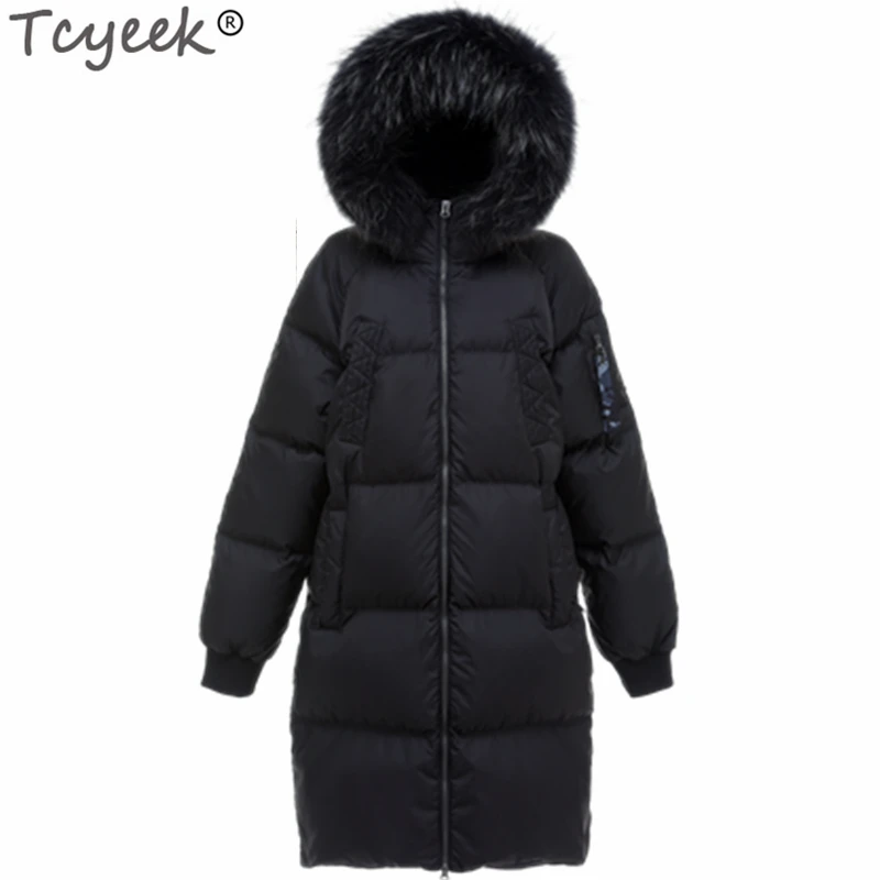 Tcyeek уличная одежда, куртка с капюшоном из натурального меха енота, мужское зимнее пуховое пальто, одежда, корейские теплые модные пуховики LW2307