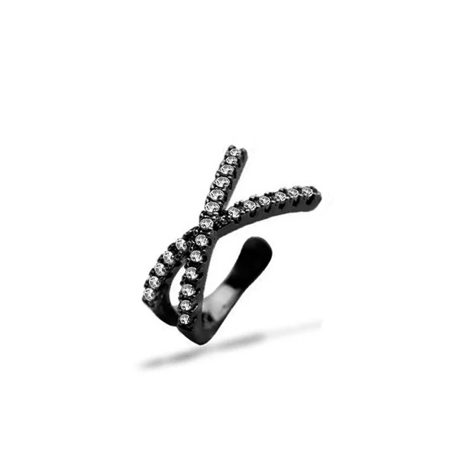 ZYZQ 1PC Punk Gold Metal Ear Cuff Ear Clip for Women No Pierced C Shape Geometric Small Earcuff Ear Wrap Earcuff Clips Jewelry QW-EH-DZ377-Black-a