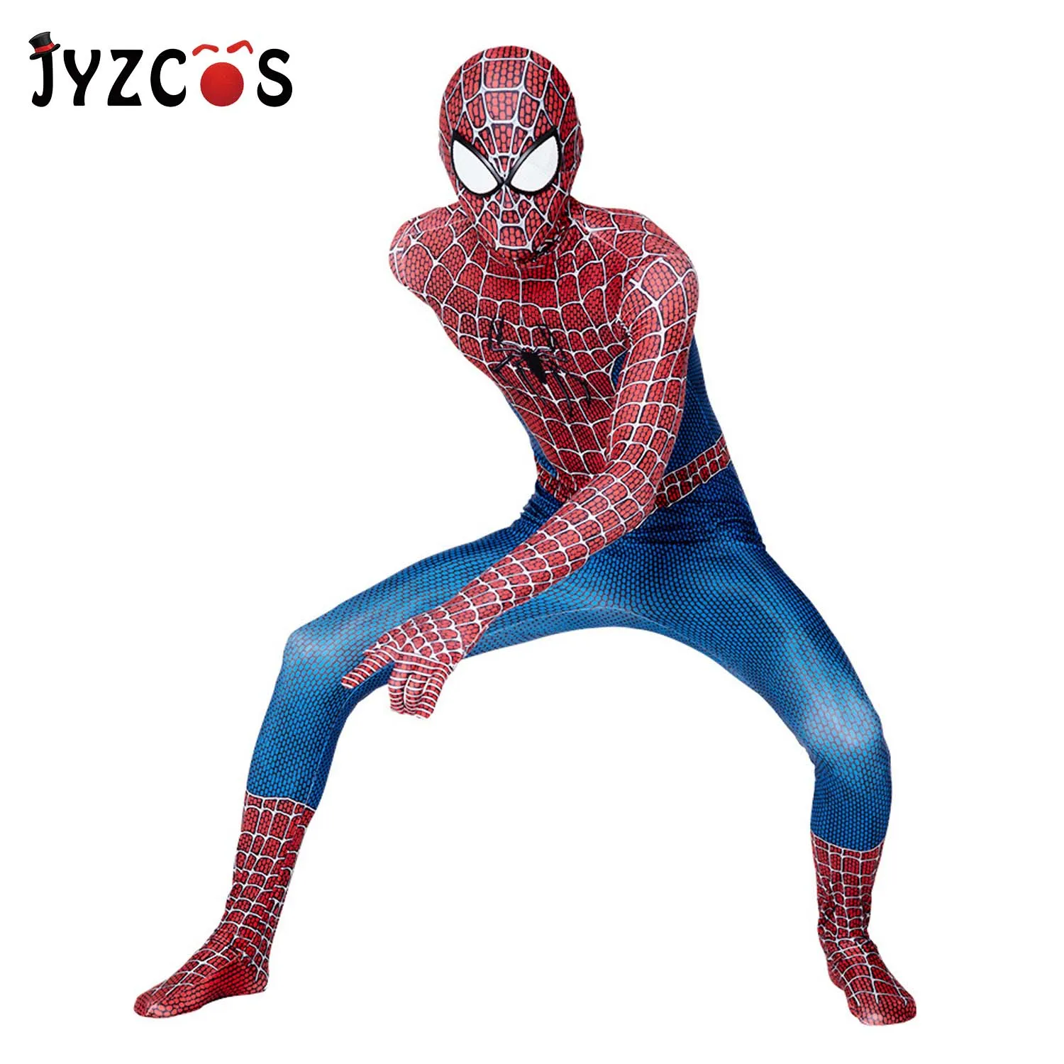 JYZCOS костюм Человека-паука с 3D принтом для детей и взрослых, лайкра, спандекс, классический костюм Человека-паука для Хэллоуина, маскарадный костюм