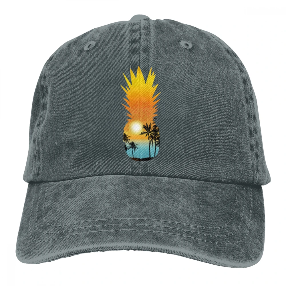 Ананас пляж сцена Casquette натуральный унисекс Мужские Женские джинсовые бейсболка с ремешком кепки Регулируемый Гольф папа шляпа