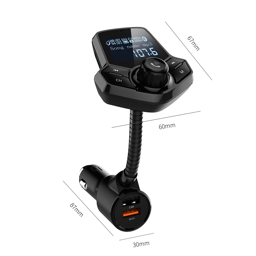 

Car Accessories FM Transmitter Car BT FM Radio Adapter Big Screen Display MP3 WMA APEP FLAC Hand Free Calling UBS Car Charger