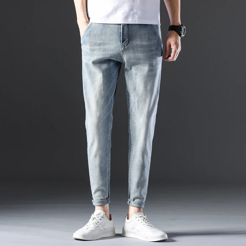 KSTUN Jeans for Men Light Blue SKinny Elasticity 2020 Summer Denim Pants Casual Male Trousers Men's