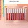 10Pcs/Box Matte Liquid Lipstick + Transparent Clear Lip Oil Lips Makeup Set Waterproof Long-Lasting Nude Velvet Lip Gloss Tint 3