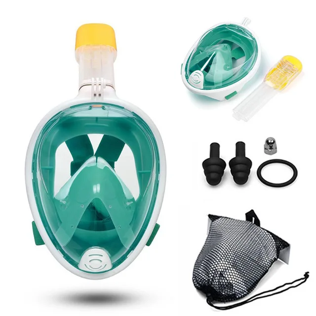 Маски для плавания и подводного плавания, анти-туман, Подводная маска для подводного плавания, Набор масок для взрослых и детей, маска для подводного плавания для камеры Gopro - Цвет: Green N42