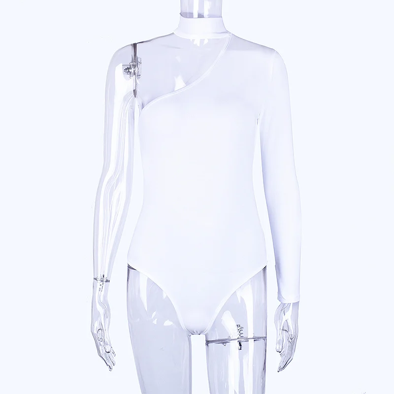 Белый Sexy One Shoulder One Piece Rompers Summer Women Bodysuit Heigh Nech Clothes Festival Elegant Streetwear - Цвет: Белый