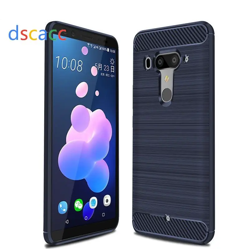 Dscacc матовый Полосатый чехол из углеродного волокна ТПУ для htc Exodus 1 U12 Life U11 Eyes U11+ U12 Plus Desire 12 100 шт