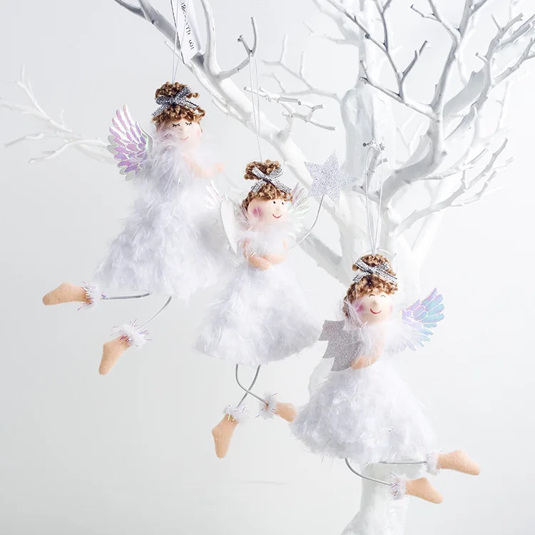 Милый мультяшный ангел, плюшевая кукла, Рождественский кулон, креативная Рождественская елка, шкаф, висячие украшения, украшение окна, рождественский подарок, игрушка